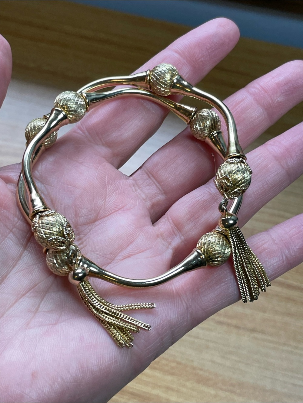 1950’s-60’s Miriam Haskell/Hobe Styled Gold Tassel Wrap Bracelet